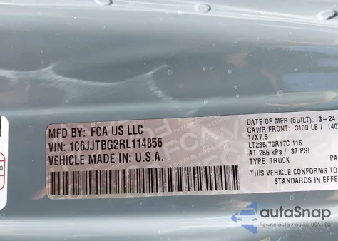 2024 Jeep Gladiator Rubicon из США, поврежденный, VIN 1C6JJTBG2RL114856